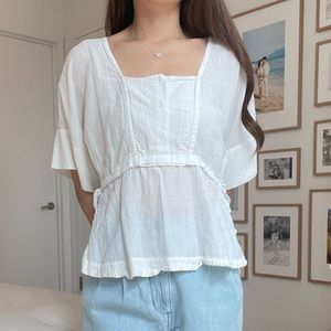 Club Monaco White Cotton Square Neck Top Size XS